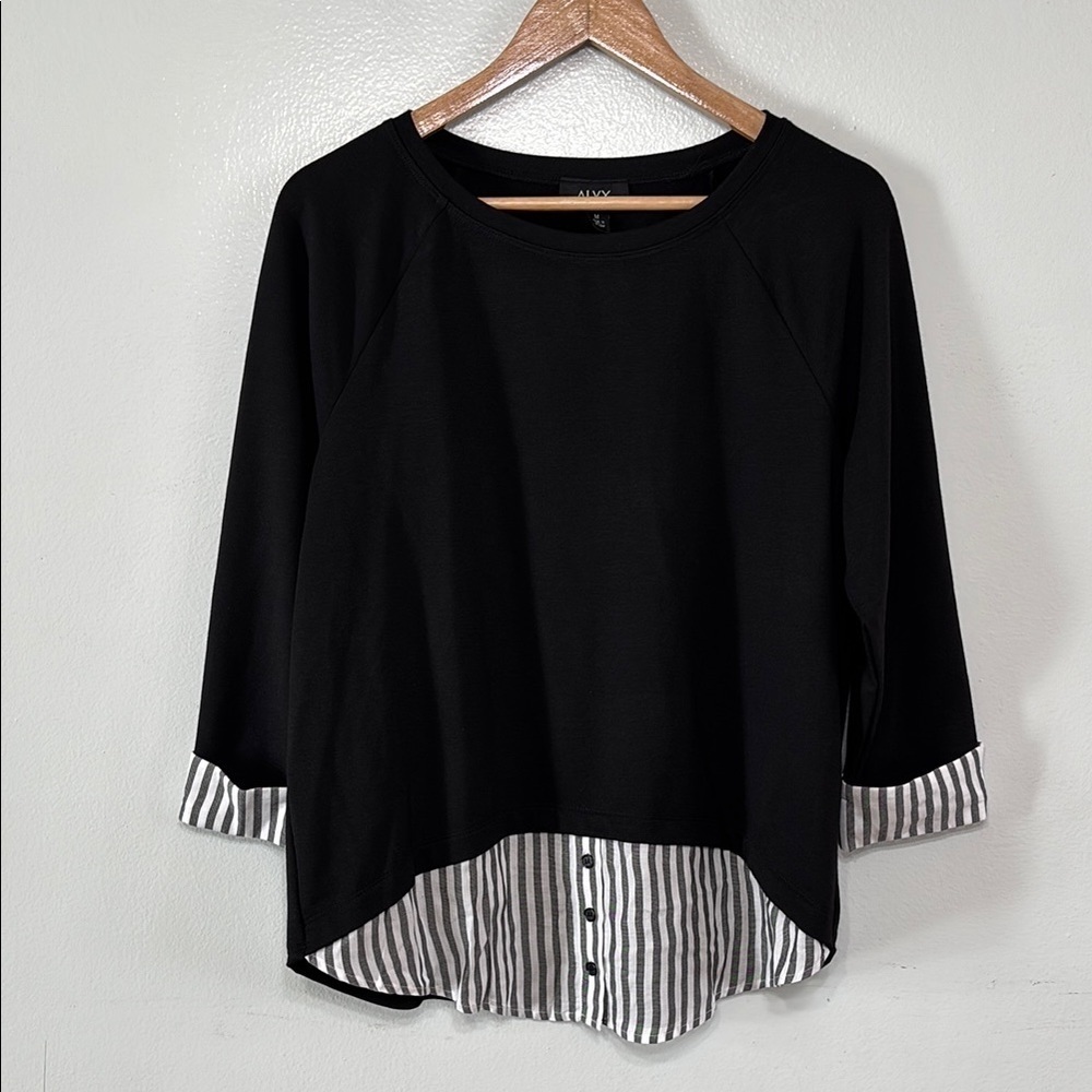 ALYX Black White Gray Striped Hem Women's Top Size M